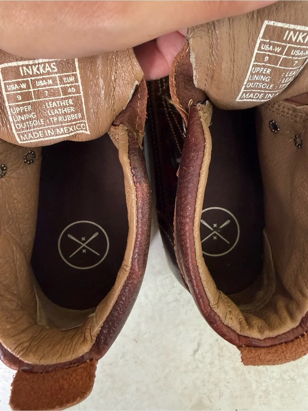 inkkas Tan & Brown Leather High-Top Sneakers w Rooster Floral Burning Man Hippy